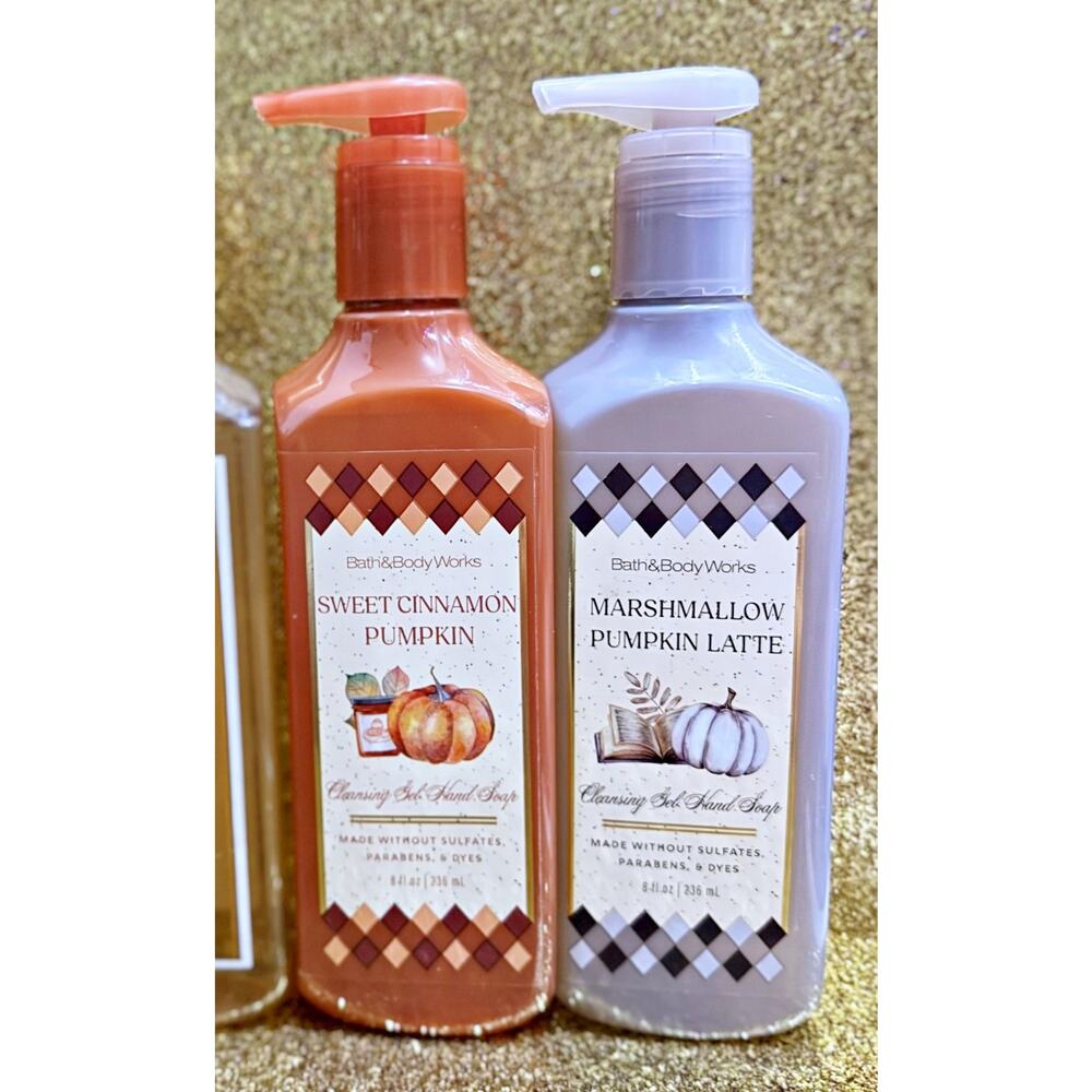 4 Pcs Bath & Body Works 8 fl oz Cleansing Gel Hand Soap Seasonal Pumpkin Mix Lot - Picture 3 of 4